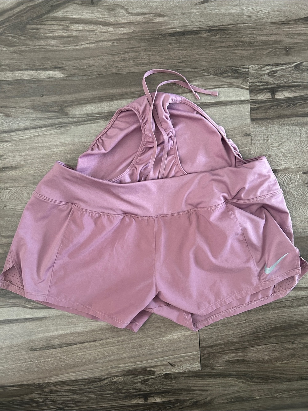 Nike Women's Light Purple Running Shorts with Swoosh